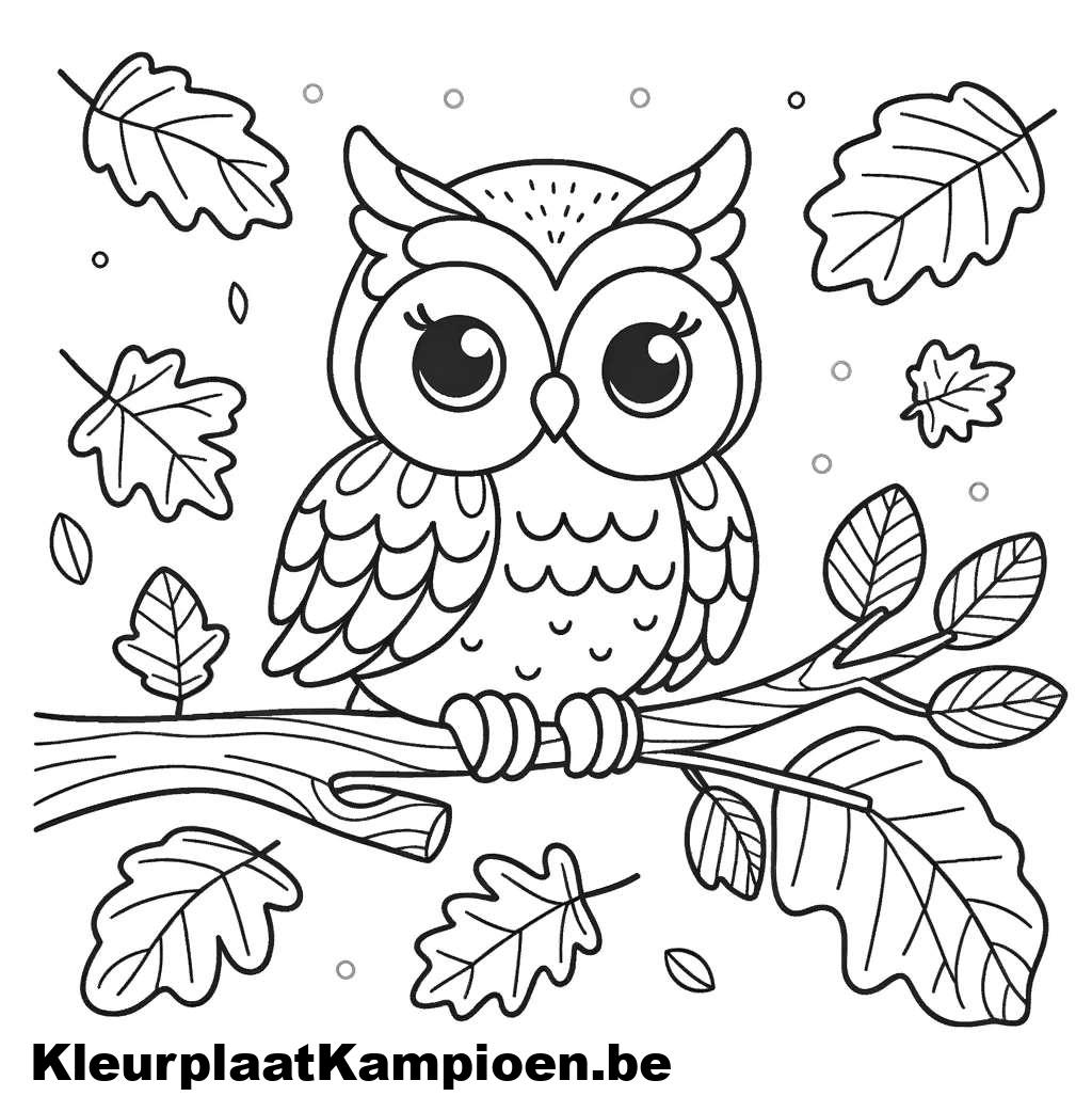 Kleurplaat Herfst Eekhoorn Pompoen Bladeren KleurplaatKampioen be