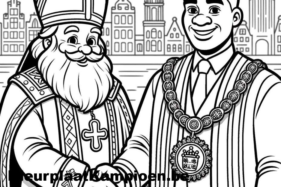 Sinterklaas handdruk met burgemeester