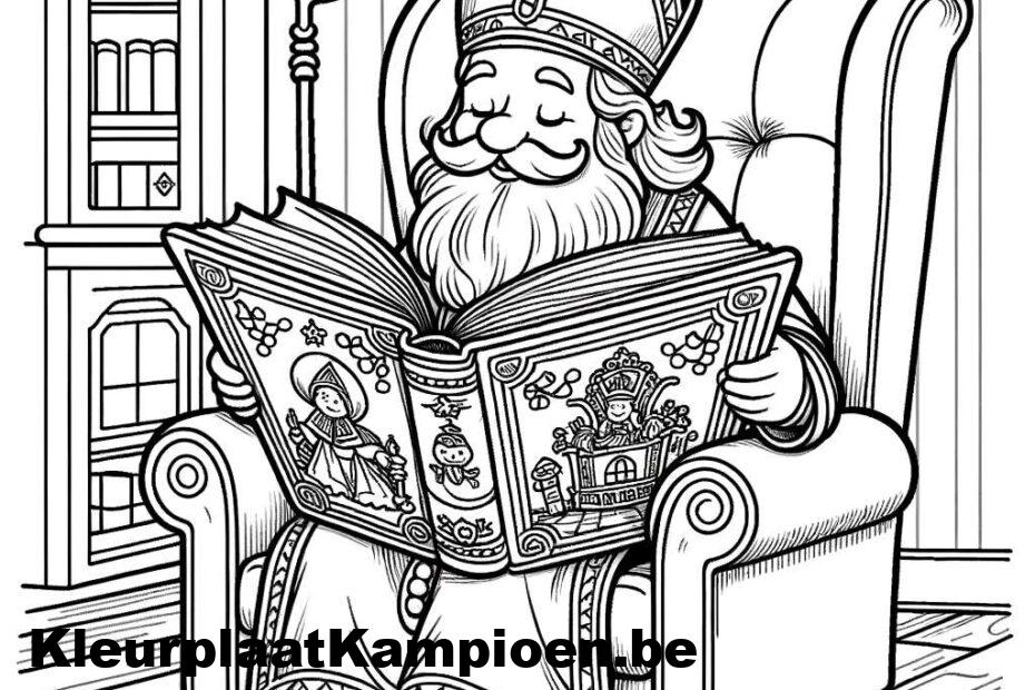 Sinterklaas leest groot boek
