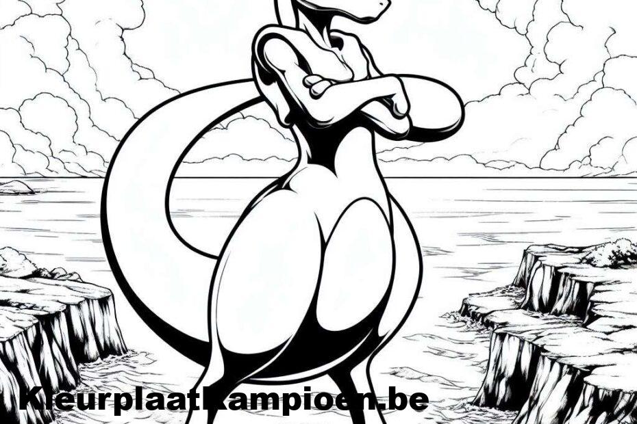 Een vastberaden Mewtwo in een krachtige pose