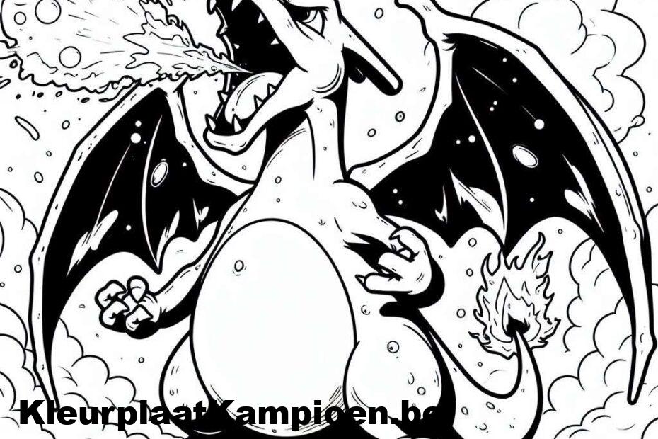 Kleurplaat Pokémon Charizard Vurige adem