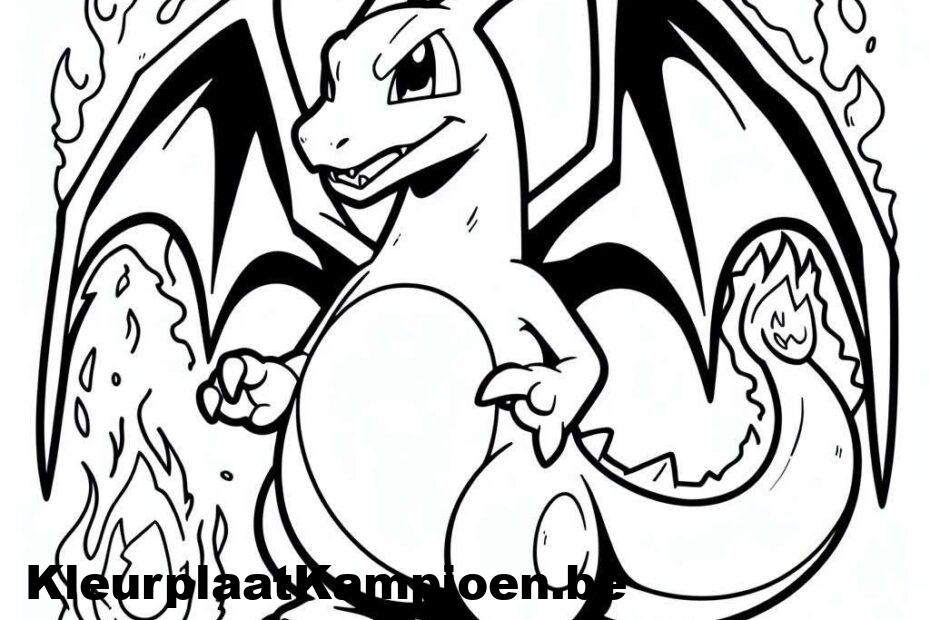 Kleurplaat Pokémon Charizard Vurige draak