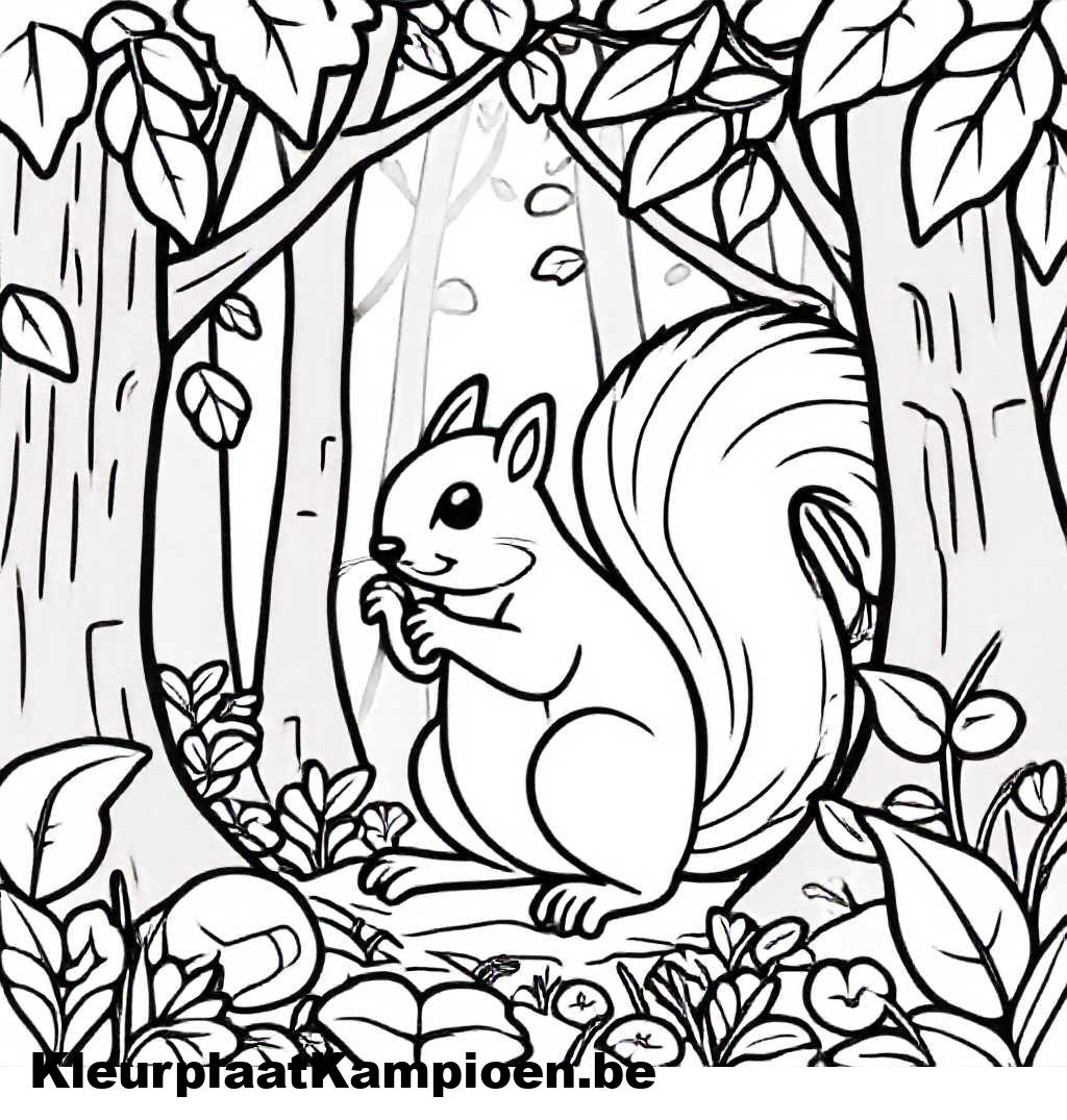 Eekhoorn Herfst Kleurplaat Tekenen Kleurplaten Tekening Knutselen 
