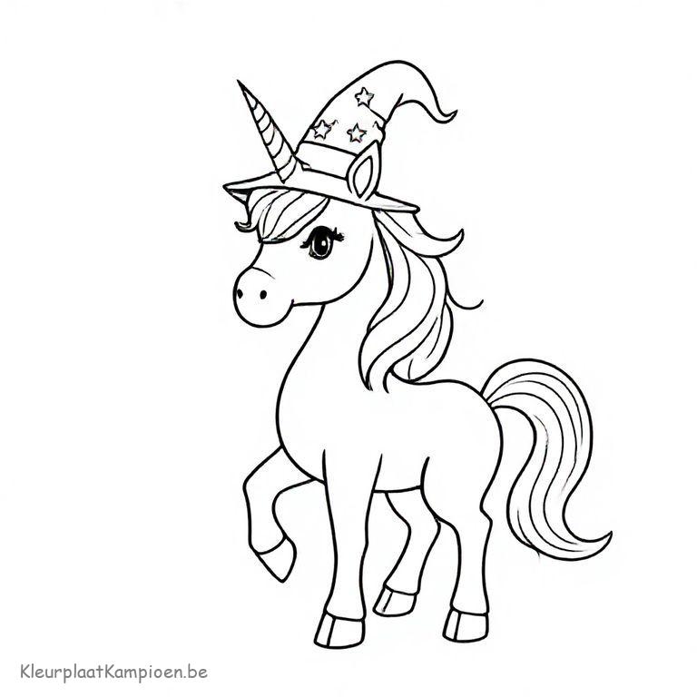 kleurplaat unicorn als tovenaar