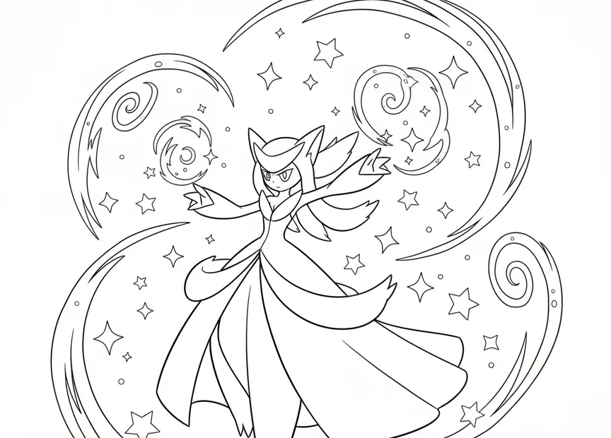 kleurplaat pokemon gx Gardevoir die een magische feeënaanval doet