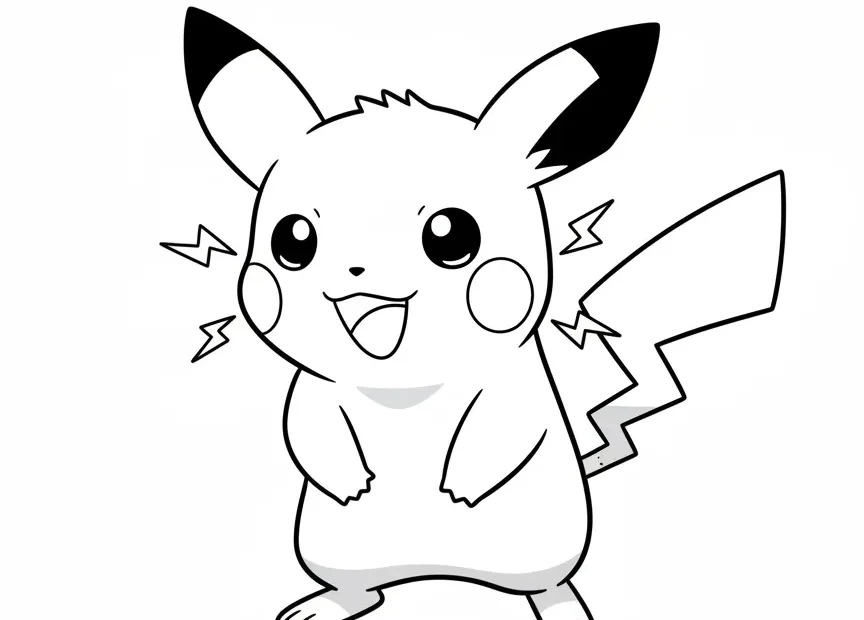 kleurplaat pokemon pichu die oefent met kleine bliksemvonkjes